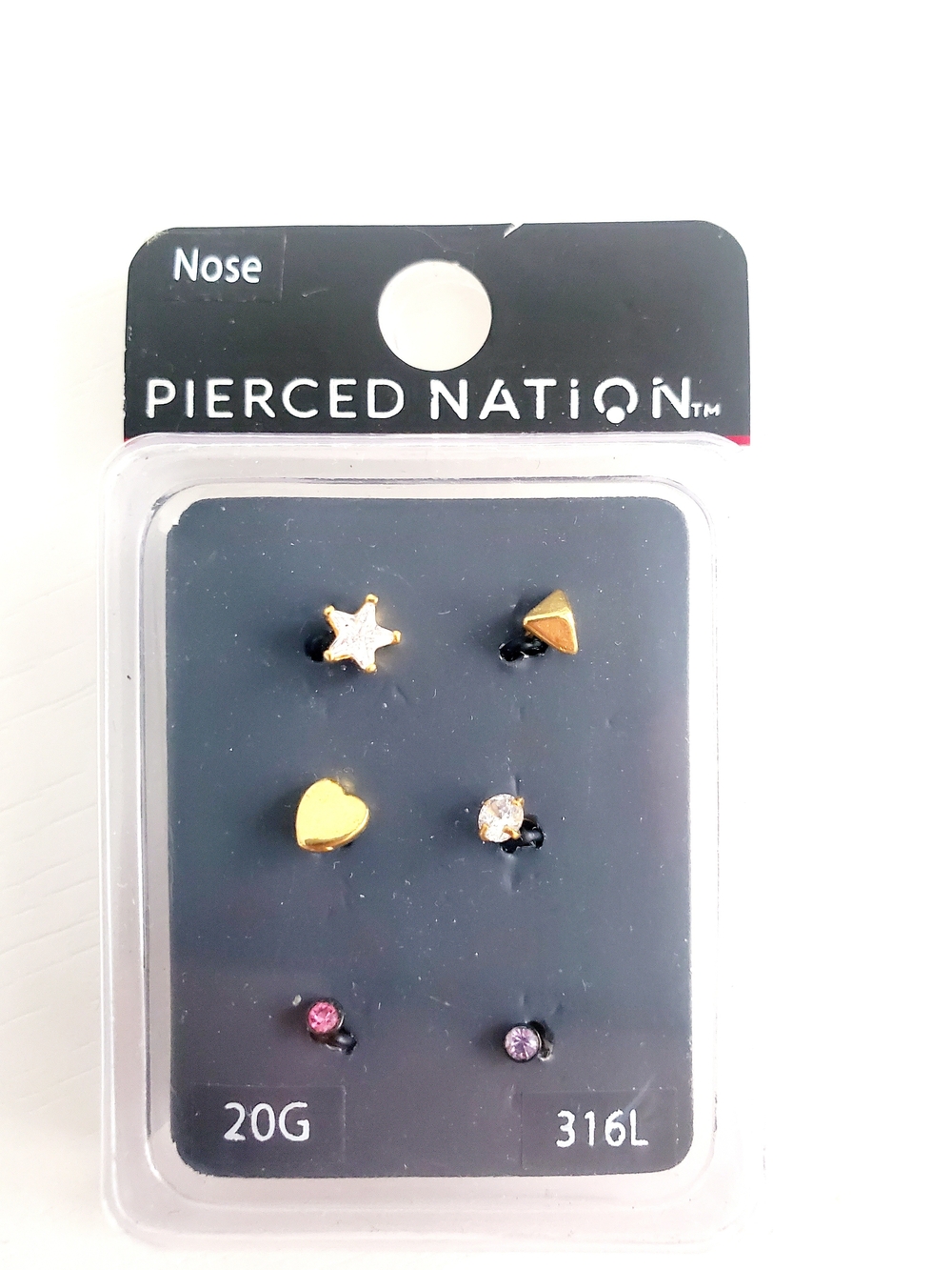 Pierced Nation Gold Tone Nose Stud Set - Mixed Shapes
